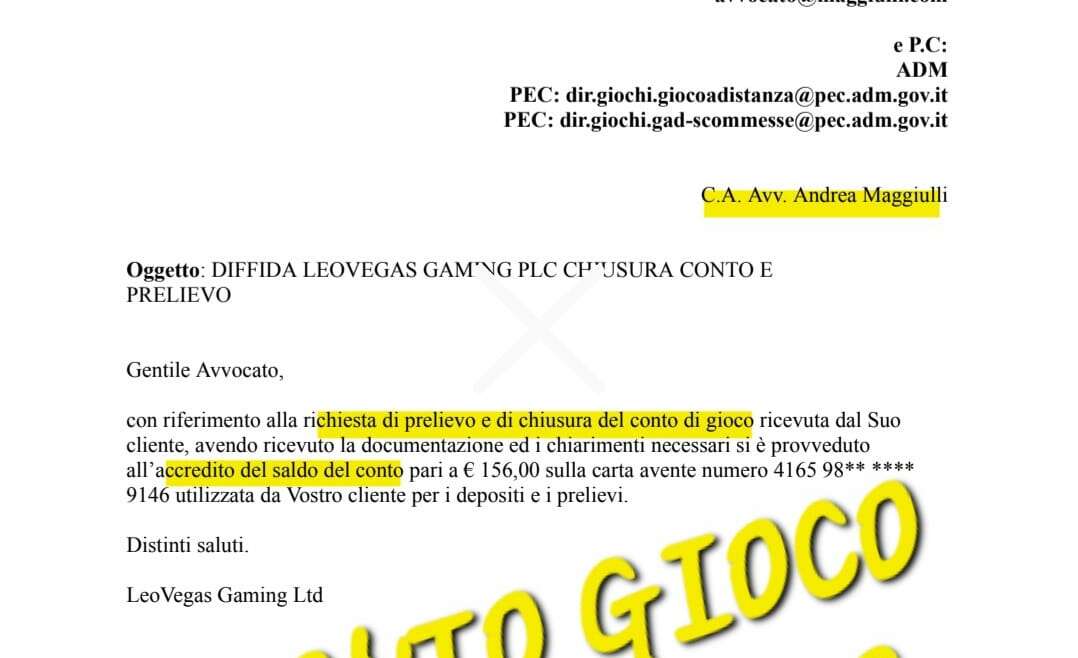 Conto Gioco Sbloccato e Prelievo: Vittoria per il nostro cliente!